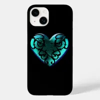 Filigree Goth Ice Blue Heart Case-Mate iPhone 14 Case