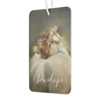 Beautiful White Horse Boho Monogram Name Air Freshener