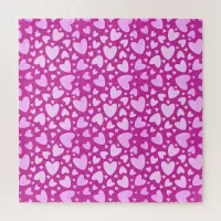 Pastel Girly Love Hearts | Impossible Hot Pink Jigsaw Puzzle