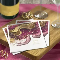 Abstract Sparkling Wedding Wine Red ID1018 Paper Dinner Napkins