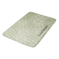 Monogram Name Sage Green Pattern | Bath Mat