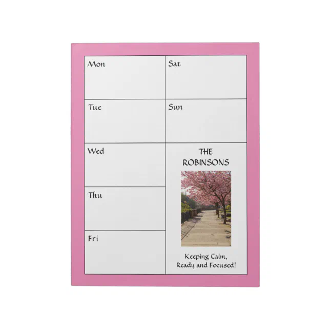 Personalized Photo Pretty Pink Organizer Notepad