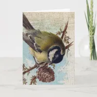 Vintage Bird and Pinecone Card