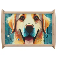 Happy Golden Retriever Serving Tray