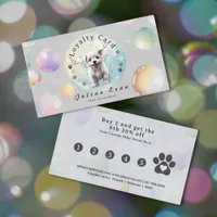 Cute Watercolor Puppy Bubble Suds Dog Groomer Loyalty Card