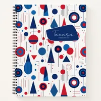 Retro Geometric Abstract Pat#9 Navy Red ID1067 Notebook