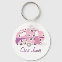 Personalized Retro Art Caravan Owner's Keychains