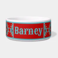 Southwest Mesas Red & Turquoise Personalized Pet Bowl