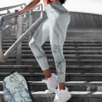 Blue Grey Leggings with a Rose