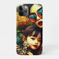 Colorful Art Mom and Daughter Asian Flower Garden iPhone 11 Pro Case