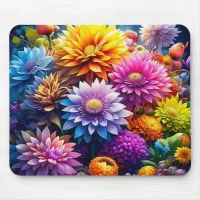 Colorful Watercolor Flowers   Mouse Pad