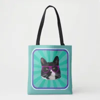 Funny Glasses Tuxedo Cat Epic Photo Art Tote Bag