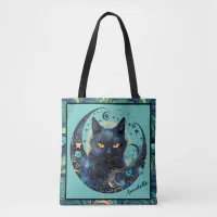 Black Cat and Celestial Moon Tote Bag