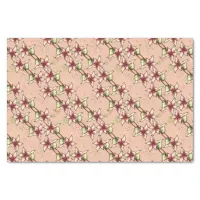 Pink Poinsettia Diagonal Stripe Christmas Tissue Paper