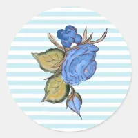 Blue Flower Striped Stickers