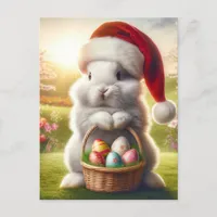 Adorable Christmas Easter Rabbit Postcard