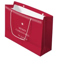 Merry Christmas Elegant Modern Red Greek Meander Large Gift Bag