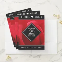 Elegant 26th Rose Wedding Anniversary Celebration Pocket Folder