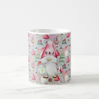 Monogram Santa Gnome for Christmas Pattern Silver Coffee Mug