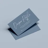 Dusty Blue Modern Script Diaper Raffle Enclosure Card