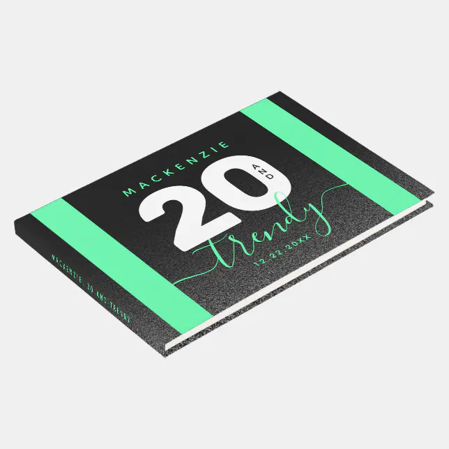 Modern Girly Mint Green 20 and Trendy Guest Book