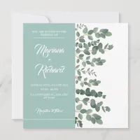 Elegant Eucalyptus White Green Invitation