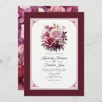 Shades of Wine Floral Wedding Invitation