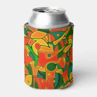 Abstract Red Fragmentary Patchwork Can Cooler