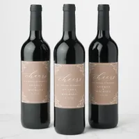 Elegant Taupe Wedding Wine Bottle Labels