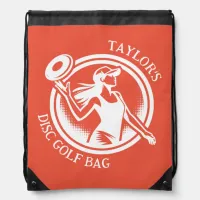 Personalized female Disc Golf  Drawstring Bag