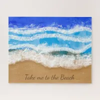 Ocean Art, White Foamy Waves on a Sandy Beach   Jigsaw Puzzle