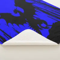 Black Silhouette Dragon on Blue - Fantasy | Sherpa Blanket