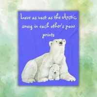 Polar bear mom with her cub | fleece blanket