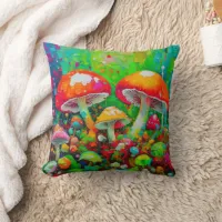Watercolor Abstract Mushrooms  Throw Pillow