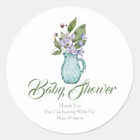 Purple Sweet Pea Flowers Baby Shower Thank You Cla Classic Round Sticker