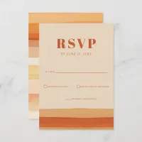 Retro Watercolor Stripes Terracotta Orange Wedding RSVP Card