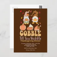 Thanksgiving Dinner Gnomes Gobble Quote Holiday Postcard