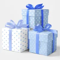 White and Blue Pastel Polka Dot Mix Wrapping Paper Sheets