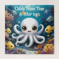 Cute White Baby Octopus Smiling Under the Sea Jigsaw Puzzle