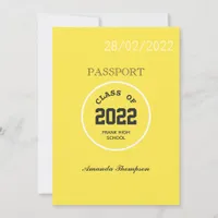 Yellow Graduation Passport Photo Invitation