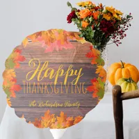 Fall Autumn Leaves On Barn Wood Happy Thanksgiving Balloon