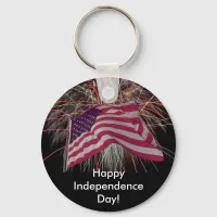 American Flag and Fireworks Keychain