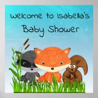 Personalized Woodland Creatures Baby Shower Poster