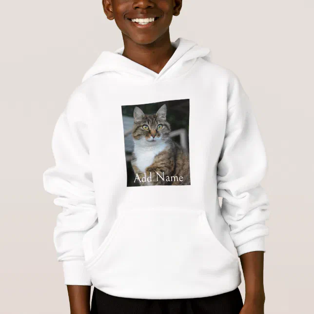 Custom Photo Cat and Name Personalized Boy Kid Hoodie