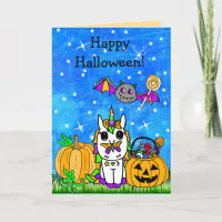 Children's Happy Halloween Unicorn Cartoon Card