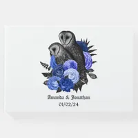 Royal Blue Floral Owls Gothic Wedding Guest Book