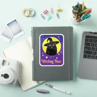 Custom Witchy Black Cat Halloween Art Style Sticker