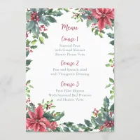 Red Green Holly Poinsettias Christmas Wedding Menu