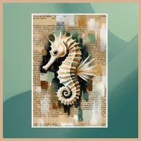 Cream & White Seahorse Abstract  Poster