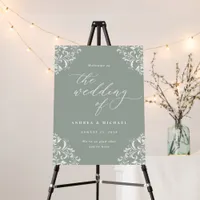 Elegant Sage Green Wedding Welcome Sign Vintage